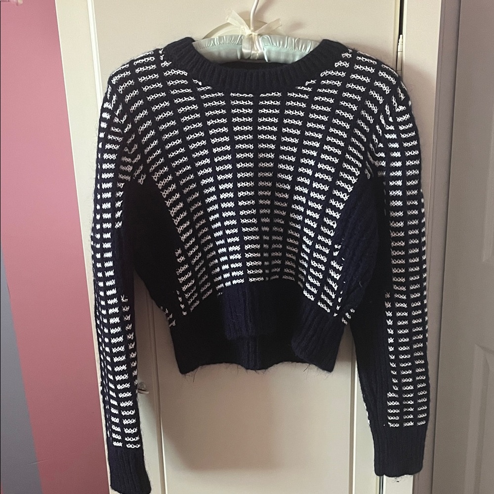 Cooperative Navy and White Crew Neck Sweater
